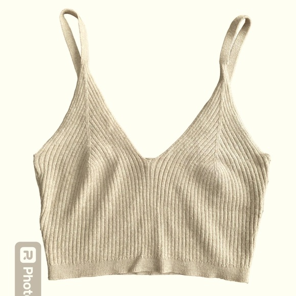 Garage Tops - 2/$15 Garage Tan Ribbed Knit Cropped Tank Small